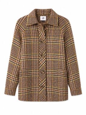 Cabi Yorkshire Shacket Plaid Houndstooth Cotton Shirt Jacket Size S